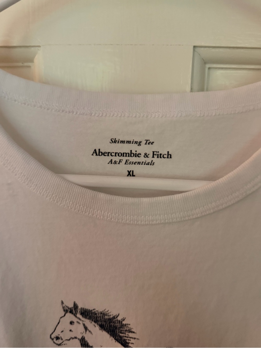 Abercrombie & Fitch White Tee with Navy Horse Graphic - Picture 2 of 3